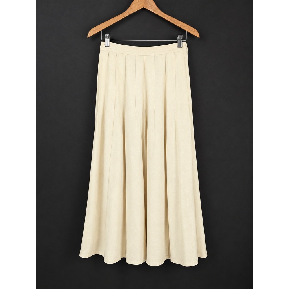 Jos. A. Bank Vintage Cream Pleated Midi Skirt Size 10 Cottagecore Academia USA